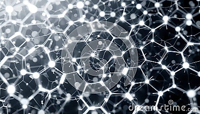 Luminous Network: An Abstract Hexagonal Web of Light Stock Photo