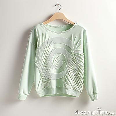 Luminous Palm Leaf Sweater - Light Green 3d Design Stock Photo