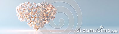 A luminous tree showcases branches intertwined with hearts, representing unity and development, against a soft gradient Stock Photo