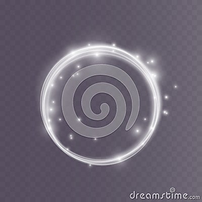 Luminous white lines of speed. Light glowing effect. Abstract motion lines. Light trail wave, fire path trace line, car Vector Illustration