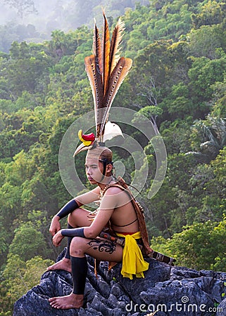 Dayak Tribe Editorial Stock Photo