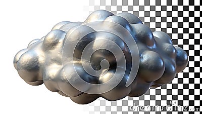 Lumpy metallic silver grey cloud formation abstract png transparent image Generative AI Stock Photo