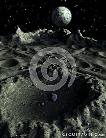 Lunar Craters Moonscape Cartoon Illustration