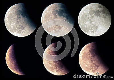 Lunar Eclipse stages. Stock Photo