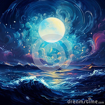 Lunar Mirage: An Illusionary Dance of Moonlight on Earth Stock Photo