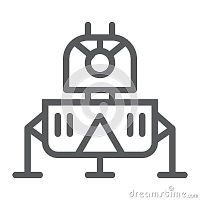 Lunar module line icon, science and astronomy, space module sign, vector graphics, a linear pattern Vector Illustration