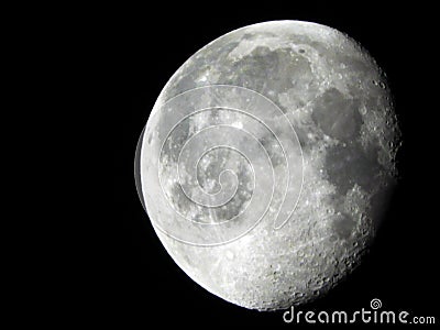 Lunar Moon Phase Waning Gibbous at 92% visible Stock Photo