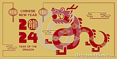 Lunar new year, Chinese New Year 2024 , Year of the Dragon Vector Illustration