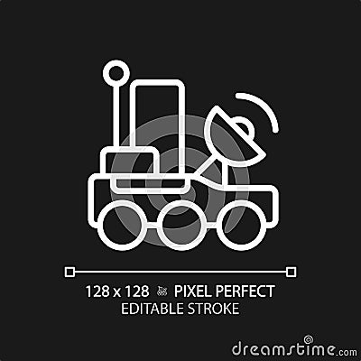 Lunar rover pixel perfect white linear icon for dark theme Vector Illustration