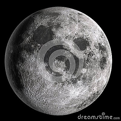 Full moon in high resolution isolated on black background. Stock Photo