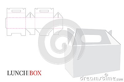 Lunch Box with Handle Template, Vector with die cut / laser cut layers Vector Illustration
