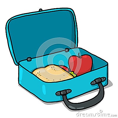 Single school lunch box illustration on white background Cartoon Illustration