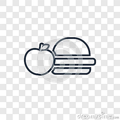 Lunch concept vector linear icon on transparent backgro Vector Illustration