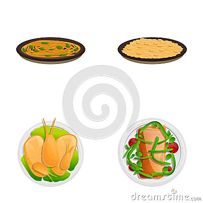 Lunch icons set cartoon vector. Various dish for lunch Vector Illustration