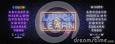 Lunch And Learn neon sign vector design template. Lunch And Learn neon logo, light banner, design element, night bright Vector Illustration