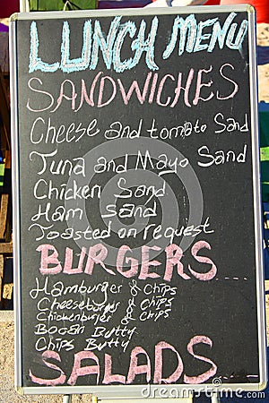 Lunch Menu Board Stock Photo