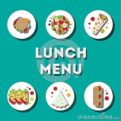 Lunch menu, modern flat icon Vector Illustration