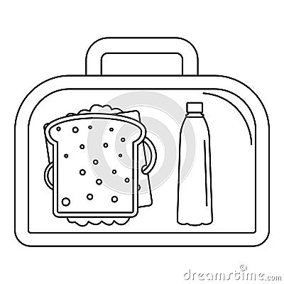 Lunch sandwich box icon, outline style Cartoon Illustration