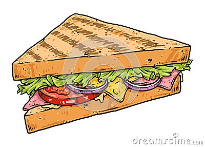 Lunch sandwich label colorful detailed Vector Illustration