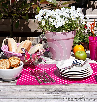 lunch in the summer garden Stock Photo