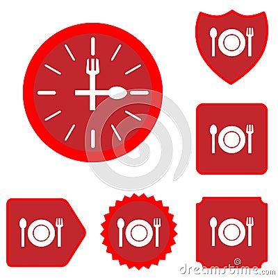 Lunch time food icon set Vector Illustration