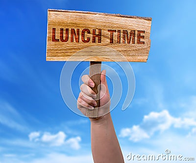 Lunch time wooden sign Stock Photo