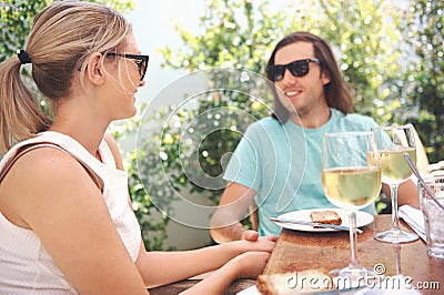 Lunch wine in cafe Stock Photo