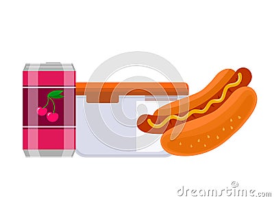 Lunchbox lunch fast food. White plastic food container lunchbox orange lid. Vector Illustration
