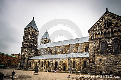 Lund - October 21, 2017: The gothic cathedral of Lund, Sweden Editorial Stock Photo