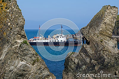 Tourists land from MS Oldenburg on Lundy Island in Devon Editorial Stock Photo