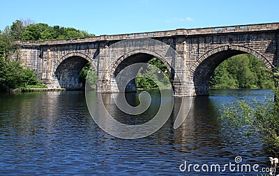 Lune Aqueduct, Lancaster Canal over River Lune Stock Photo
