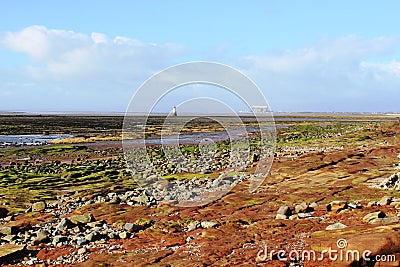 Lune Estuary and Plover Scar Lighthouse Lancashire Stock Photo