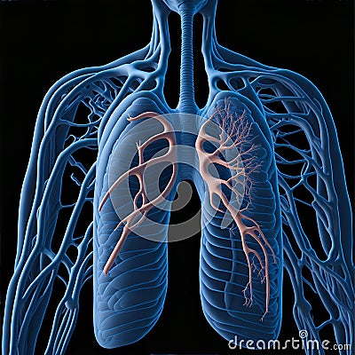 Lung cancer diagram in detail. Ai Generated Stock Photo