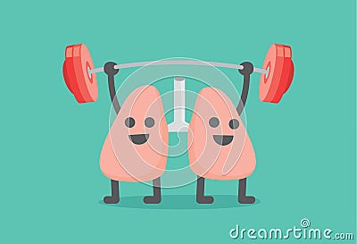 Lung enjoy with weight lifting. Vector Illustration