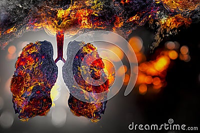 Lung green tree-shaped images, medical concepts, autopsy, 3D display and animals as an element Stock Photo