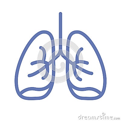 Lung or human lungs icon line outline art with bronchial system vector cartoon illustration clipart isolated on white Vector Illustration
