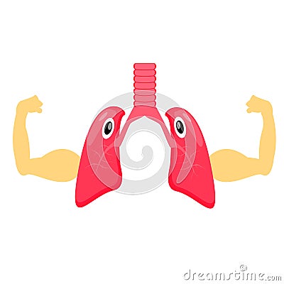 Lung images with a strong arm character vector illustration Vector Illustration