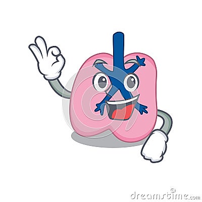 Lung mascot design style showing Okay gesture finger Vector Illustration
