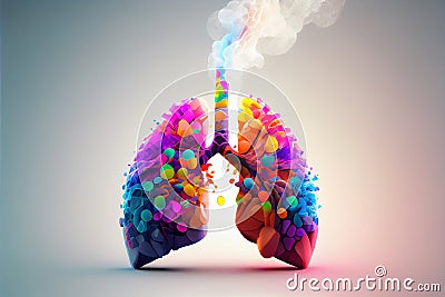 lung painting ideas On bright background. advanced 3D rendering. Generative AI Stock Photo
