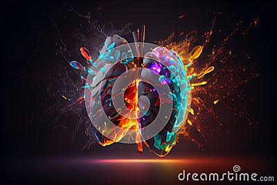 lung painting ideas On dark background. advanced 3D rendering. Generative AI Stock Photo