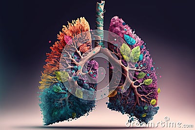 lung painting ideas On dark background. advanced 3D rendering. Generative AI Stock Photo
