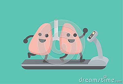 Lung workout with running on treadmill. Vector Illustration