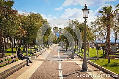 Lungomare Trieste. Salerno. Italy Editorial Stock Photo