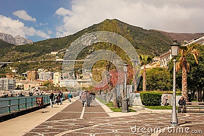 Lungomare Trieste. Salerno. Italy Editorial Stock Photo