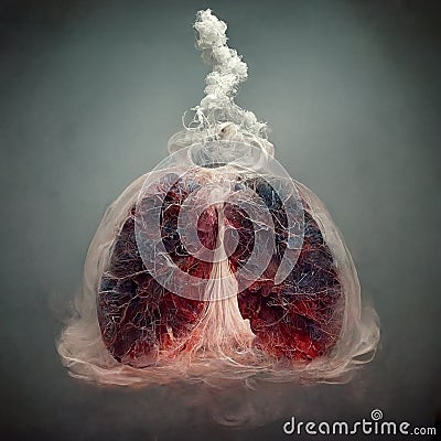 Lungs made of smoke. Ai generated. Stock Photo