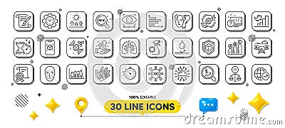 Lungs, Green energy and Augmented reality line icons pack. For web app. 3d design elements. Vector Stock Photo