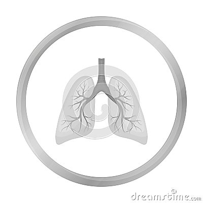 Lungs icon in monochrome style isolated on white background. Organs symbol stock vector illustration. Vector Illustration