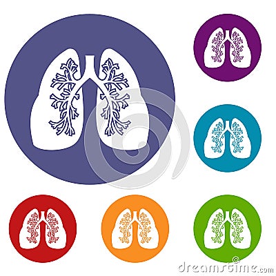 Lungs icons set Vector Illustration