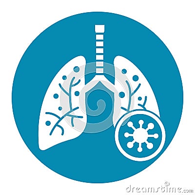 Lungs infection due to corona white glypy with color background vector icon which can easily modify or edit Vector Illustration