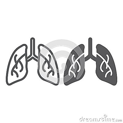 Lungs line and glyph icon, biology and body, organ sign, vector graphics, a linear pattern on a white background. Vector Illustration